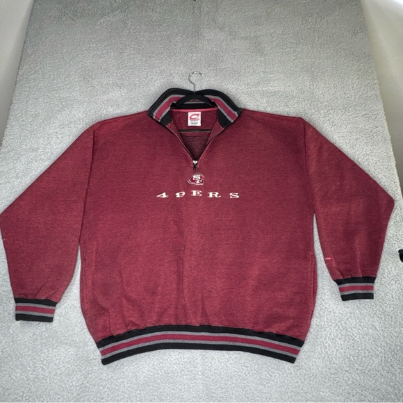 San Francisco 49ers Cadre Half-Zip Burgundy/Blk Pullover Sweater Jacket Men's XL - Picture 3 of 14